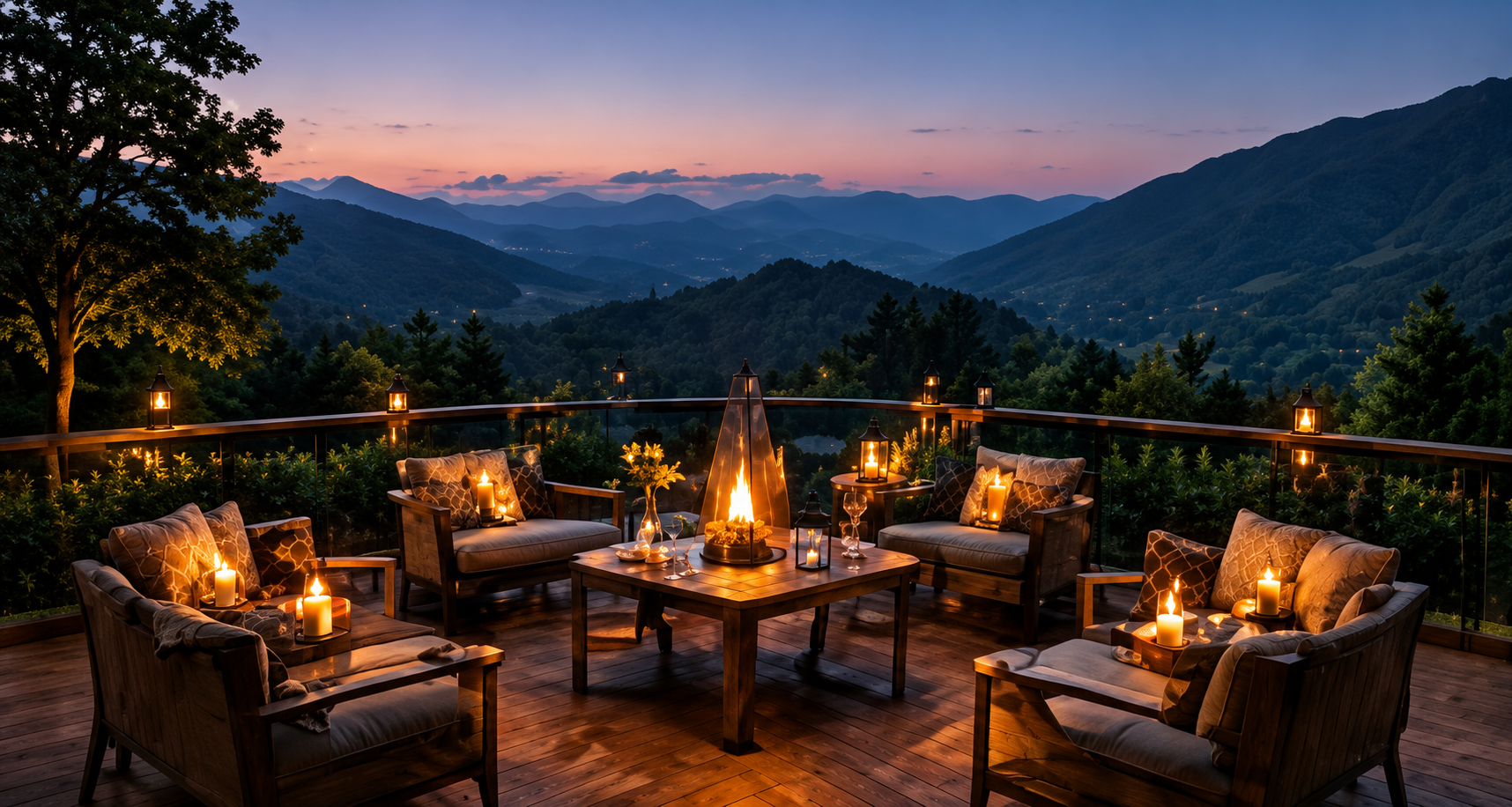 Stone Balcony with Sunset View